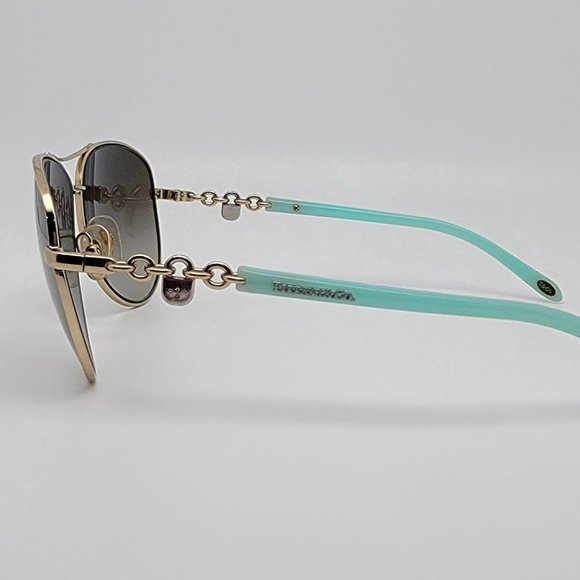 *SOLD* Tiffany & Co TF3034 6021/3M Gold Blue Frame Grey Lens Aviator Sunglasses - Picture 4 of 14